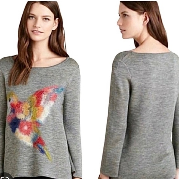 ANTHROPOLOGIE X STARLA M HOFFMAN HUMMINGBIRD SWEATER M - Picture 1 of 3